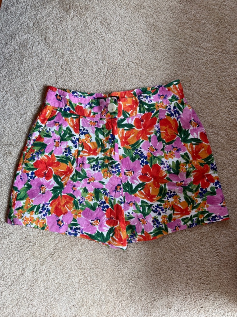 Zara Floral High-Waist Shorts